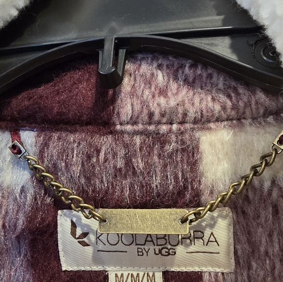 Ugg Koolaburra Plaid Mid Length Coat Shacket Jacket Removable Fur Collar - Picture 8 of 16